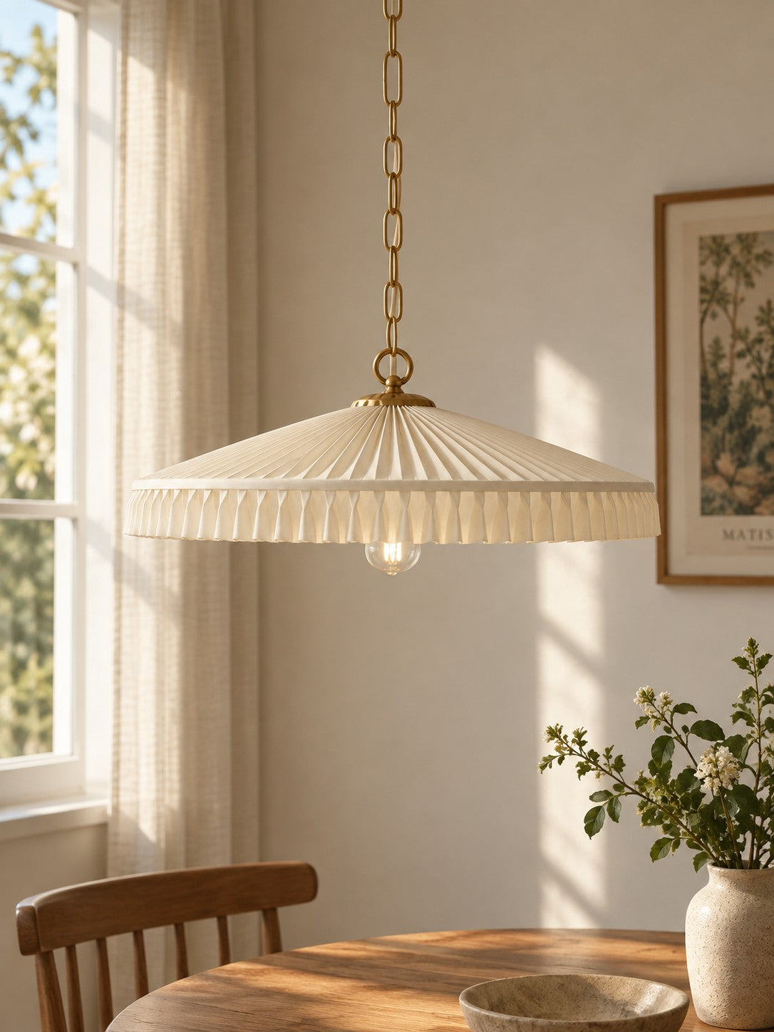 Brisa Pleated Silk Pendant Light