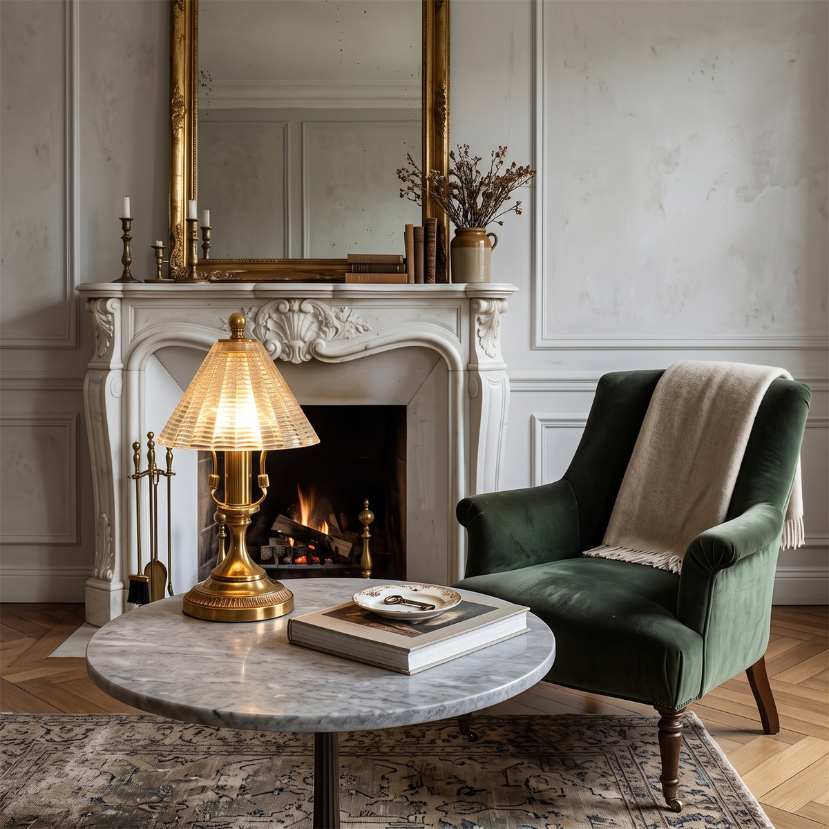 Dorin Brass Glass Table Lamp