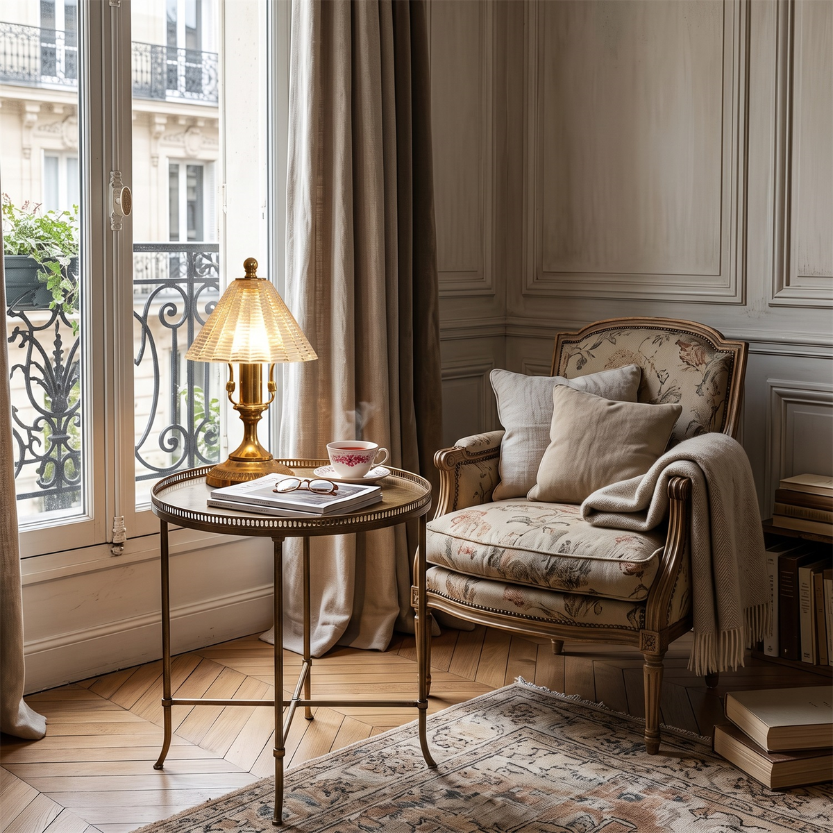 Dorin Brass Glass Table Lamp