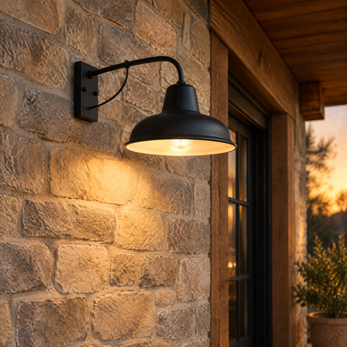 Barn Outdoor Wall Sconce Black 100V Hero