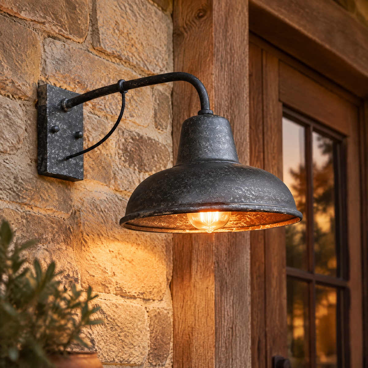 Barn Outdoor Wall Sconce Silver Black 220V Hero