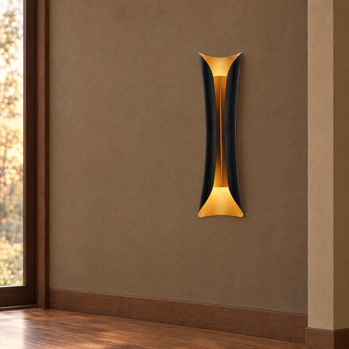 Black and Gold Curl Wall Sconce - Hero