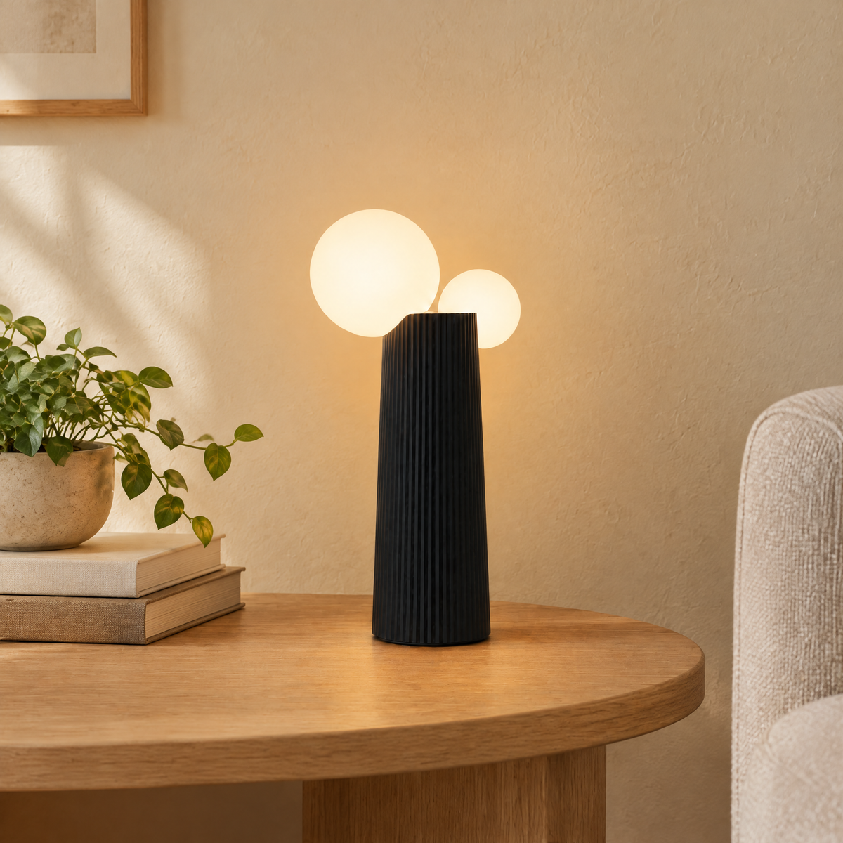 Bud Cordless Opal Table Lamp Hero - Black