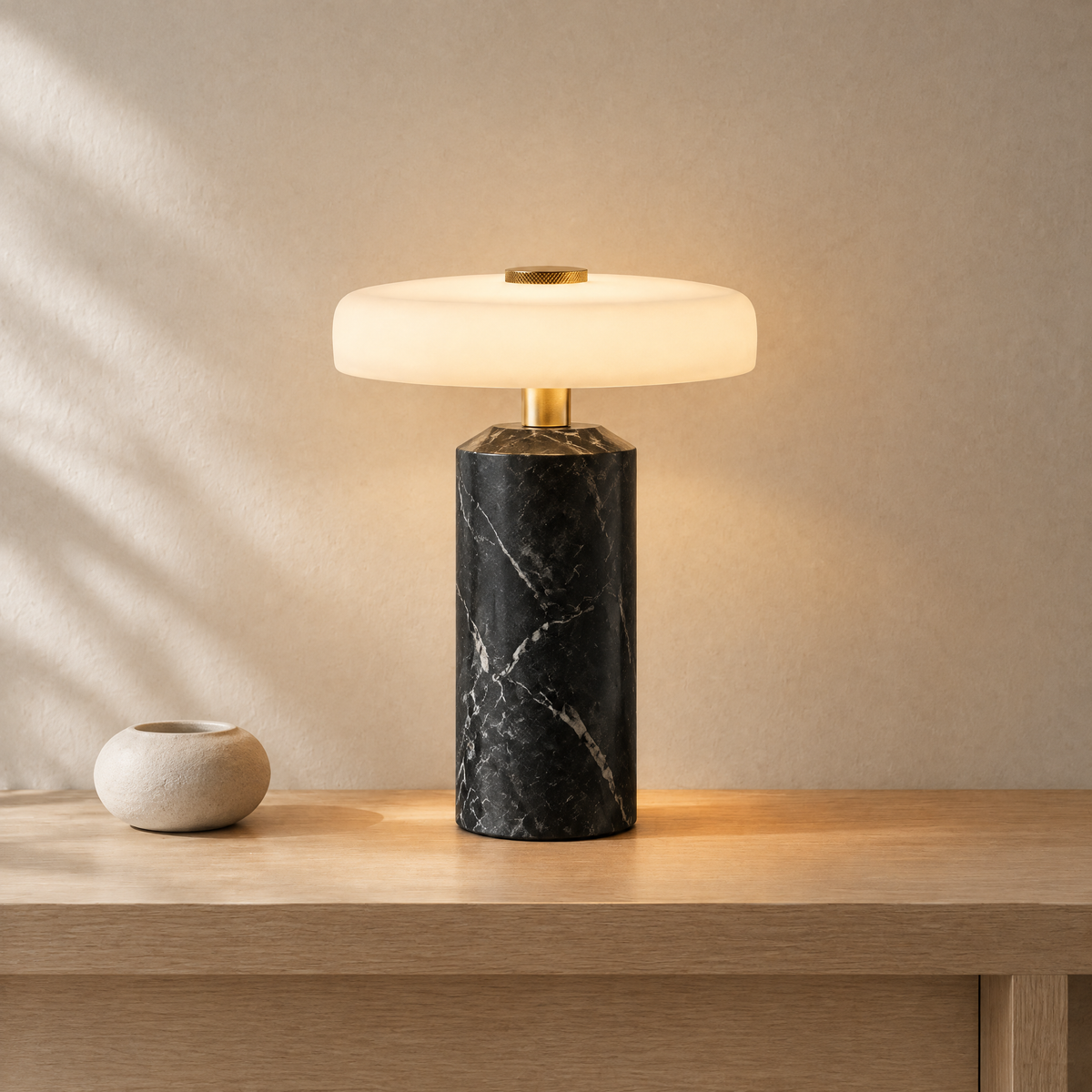 Cairn Marble Table Lamp Hero - Black