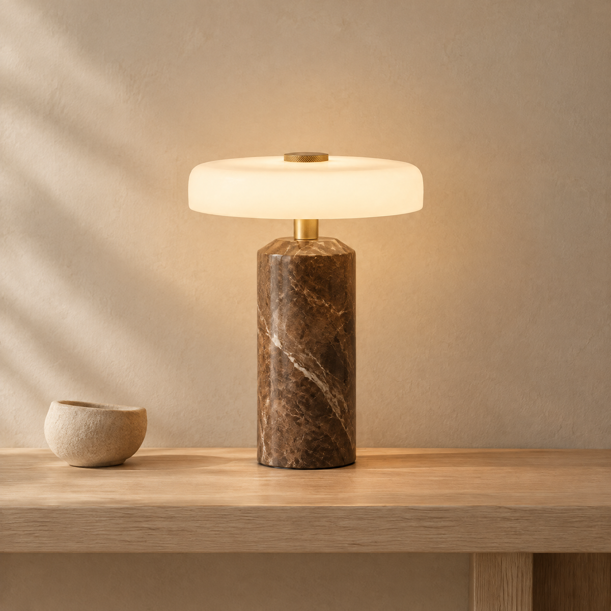 Cairn Marble Table Lamp Hero - Coffee