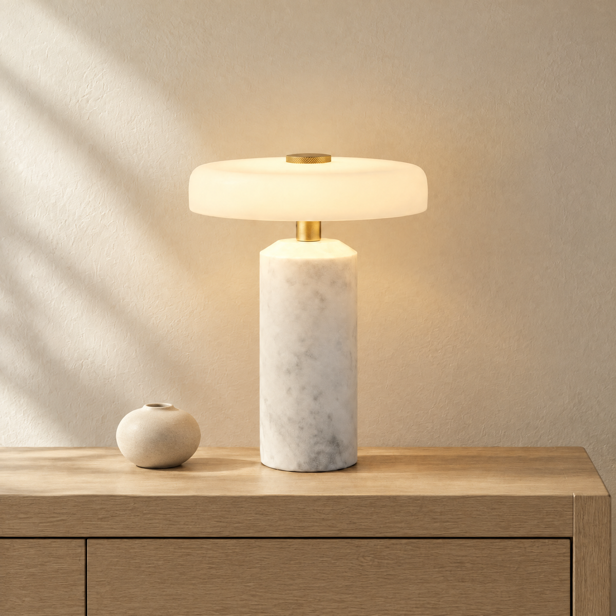 Cairn Marble Table Lamp Hero - White