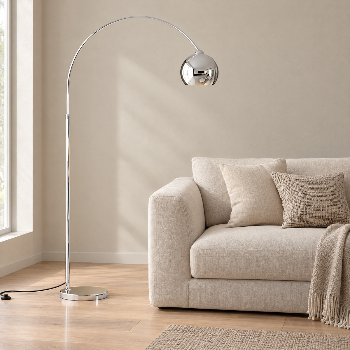 Chrome Arc Floor Lamp - Hero