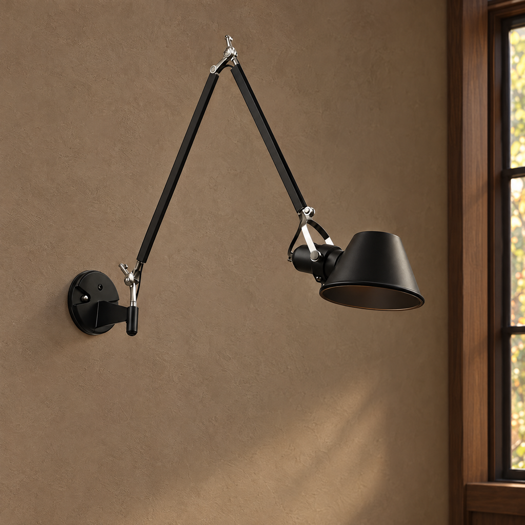 Cone Swing Arm Wall Sconce - Black - Hero