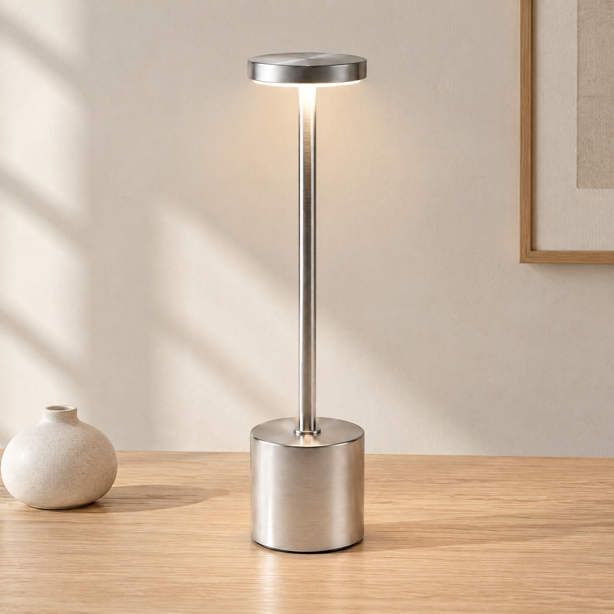 Cordless Rechargeable Table Lamp Hero - Silver