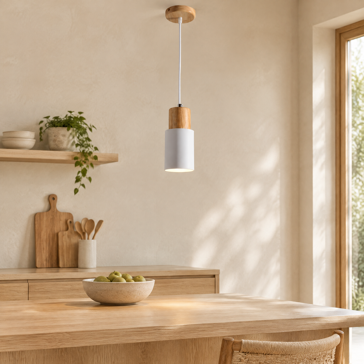 Cylinder Macaron Pendant Light White Hero 1