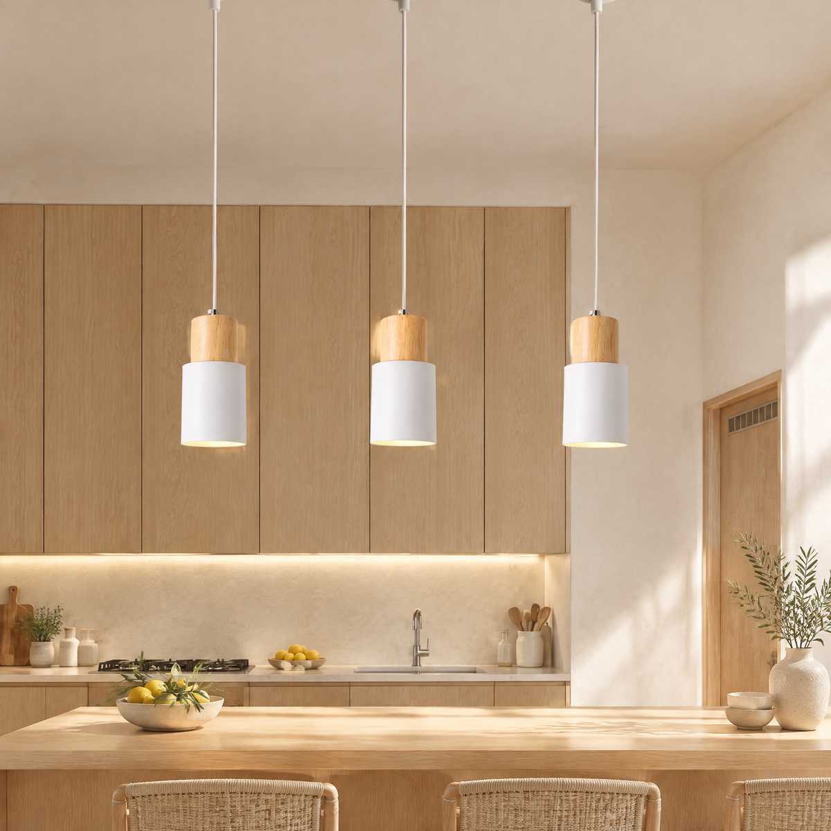 Cylinder Macaron Pendant Light White Hero 2
