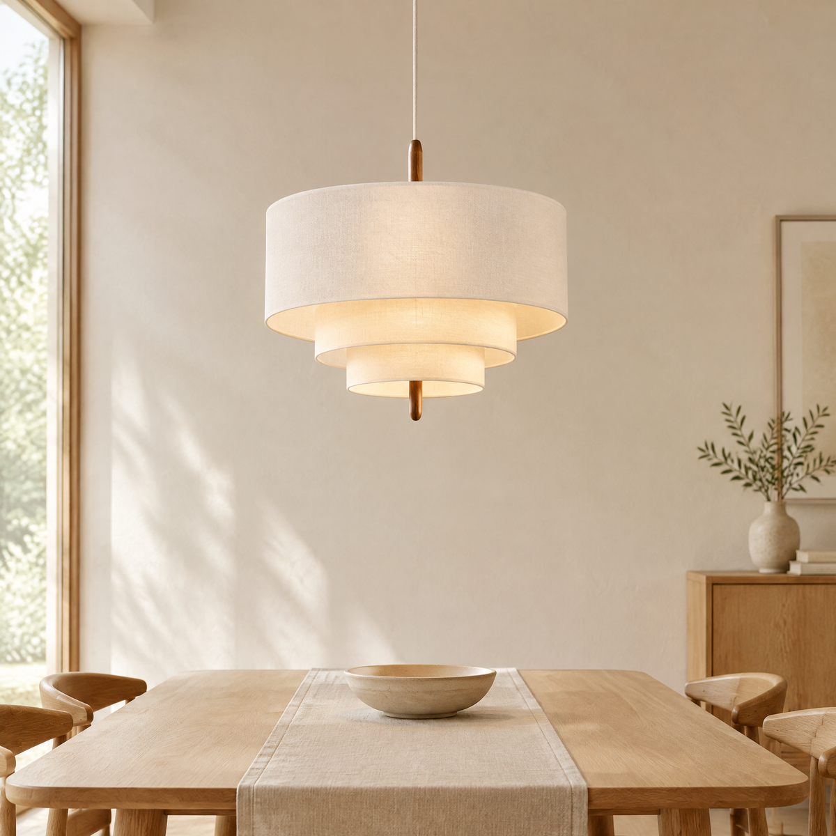 Dan Layered Fabric Pendant Light Hero - D58cm