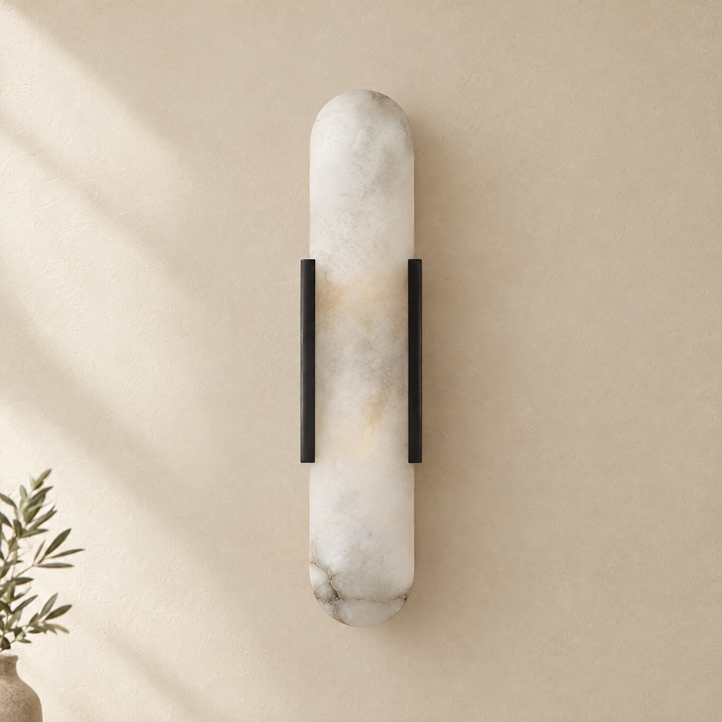 Elliptical Marble Wall Sconce - Black - Hero