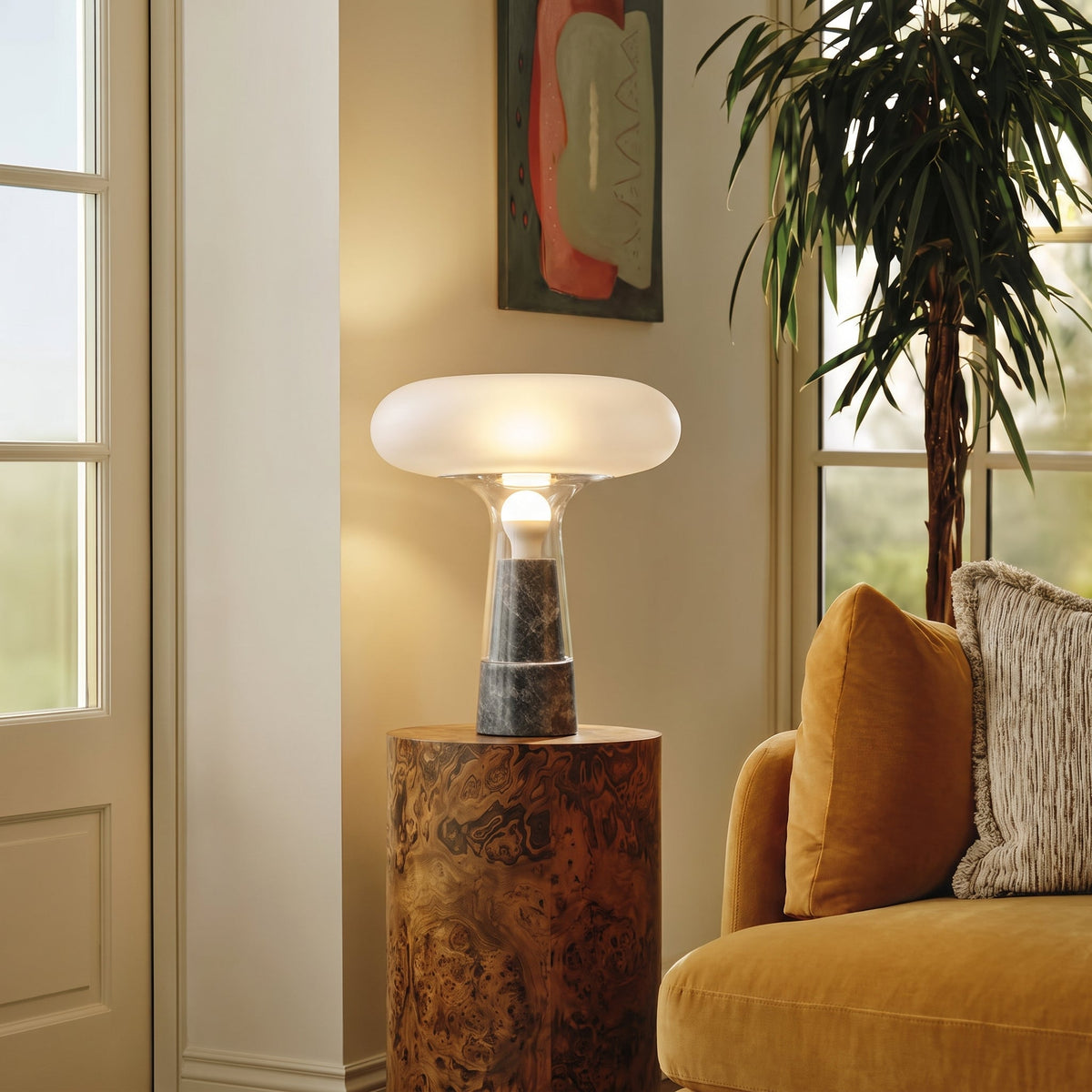 Talia Glass Marble Table Lamp