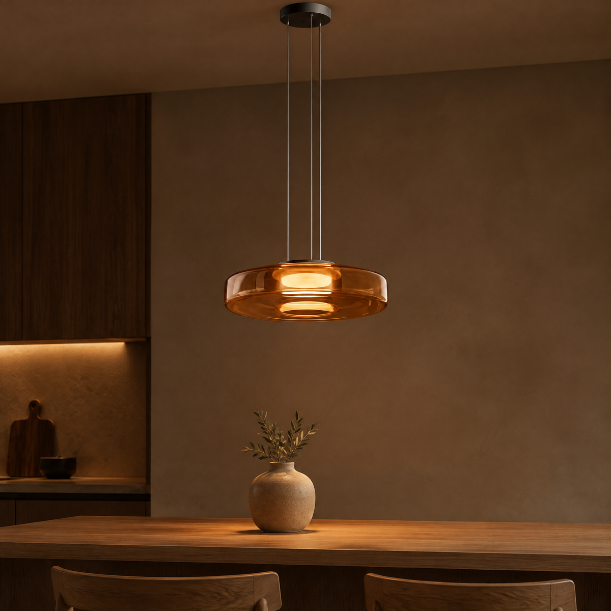 Irva Glass Pendant Light - Amber single-layer