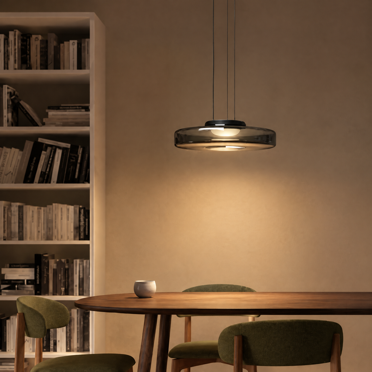 Irva Glass Pendant Light - Smoke Gray single-layer