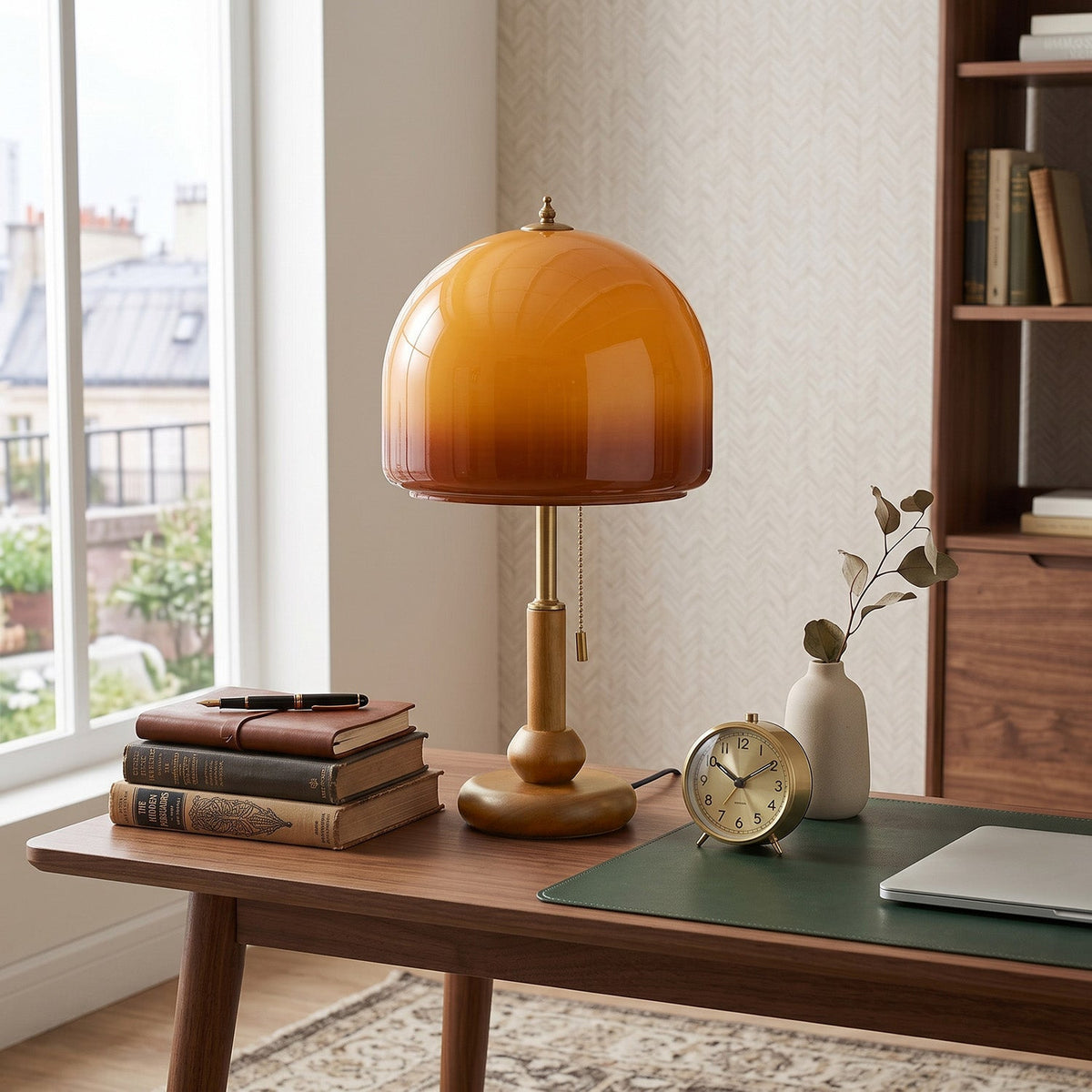 Ambra Walnut Glass Table Lamp - view 03