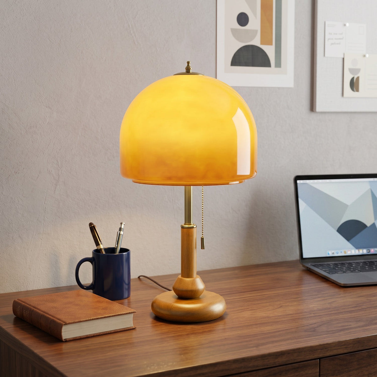 Ambra Walnut Glass Table Lamp - view 05
