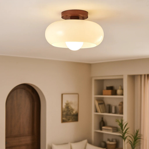 Bauhaus Cream Glass Ceiling Light - view 01