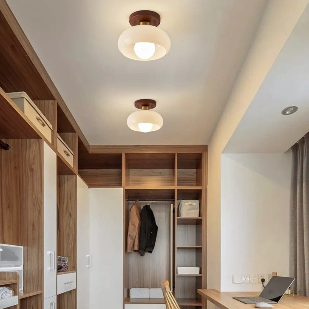 Bauhaus Cream Glass Ceiling Light - view 04