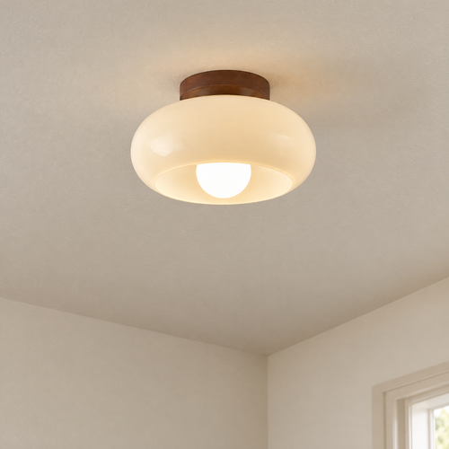 Bauhaus Cream Glass Ceiling Light