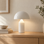 Brass Mushroom Dome Table Lamp in Bright White