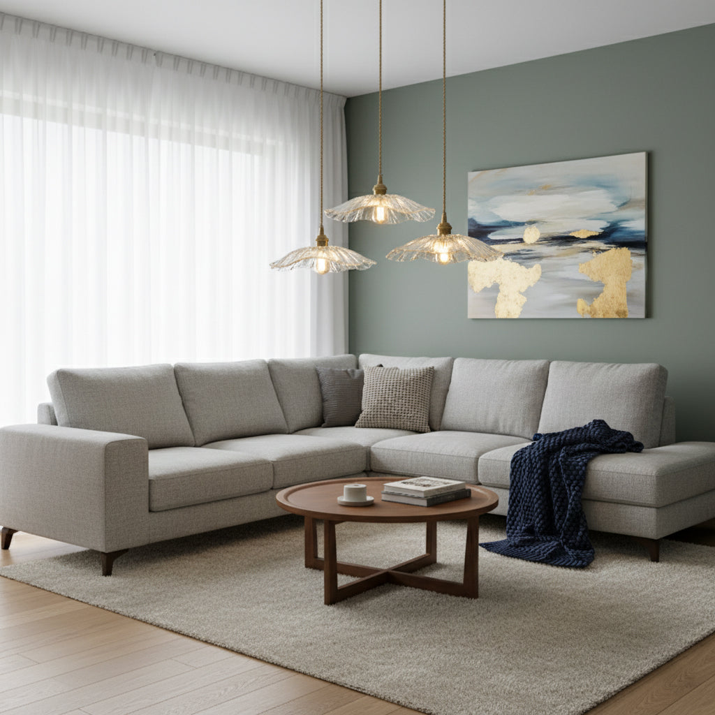 Florin Ribbed Glass Pendant Light - view 11