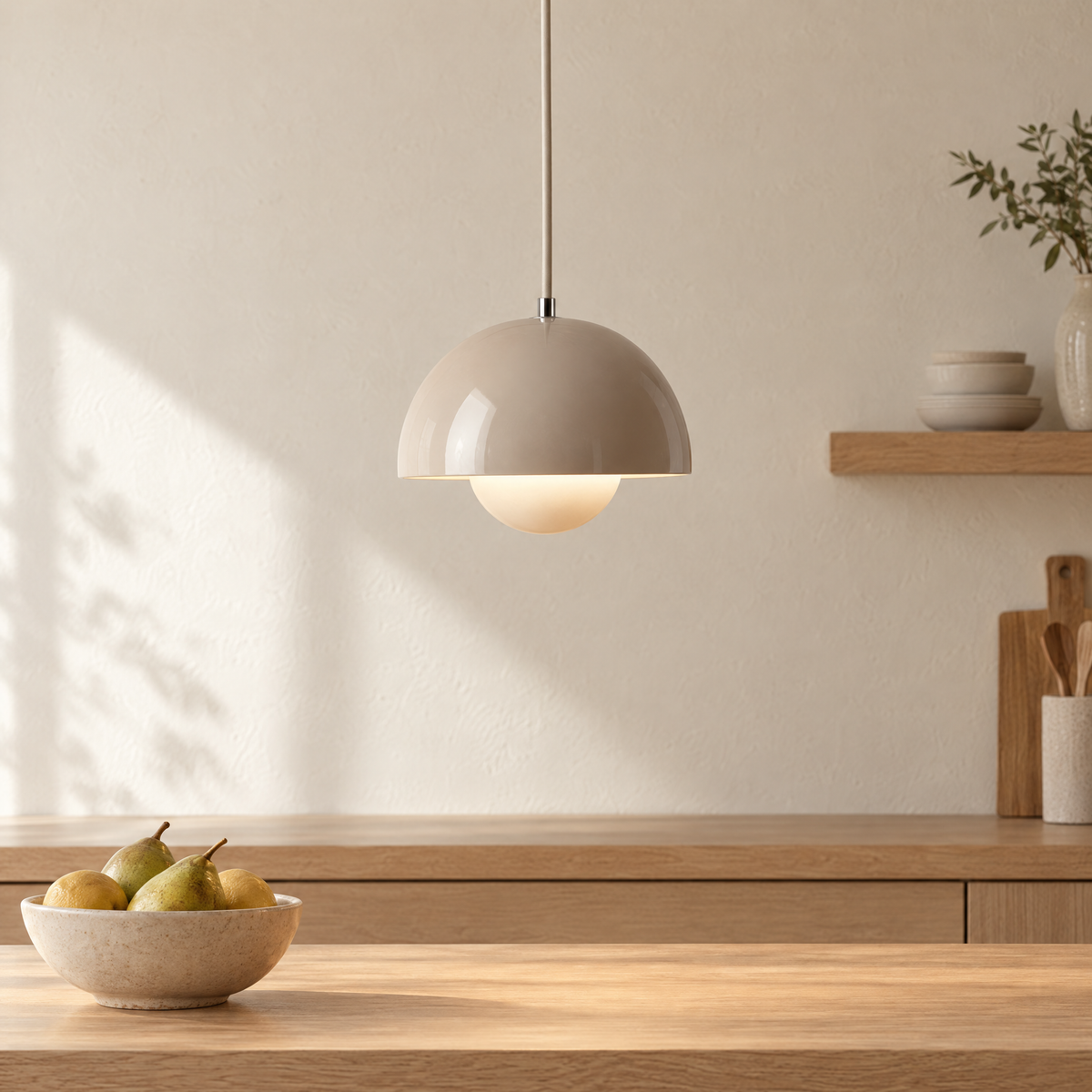 Flowerpot Mini Pendant Light in Beige Gray