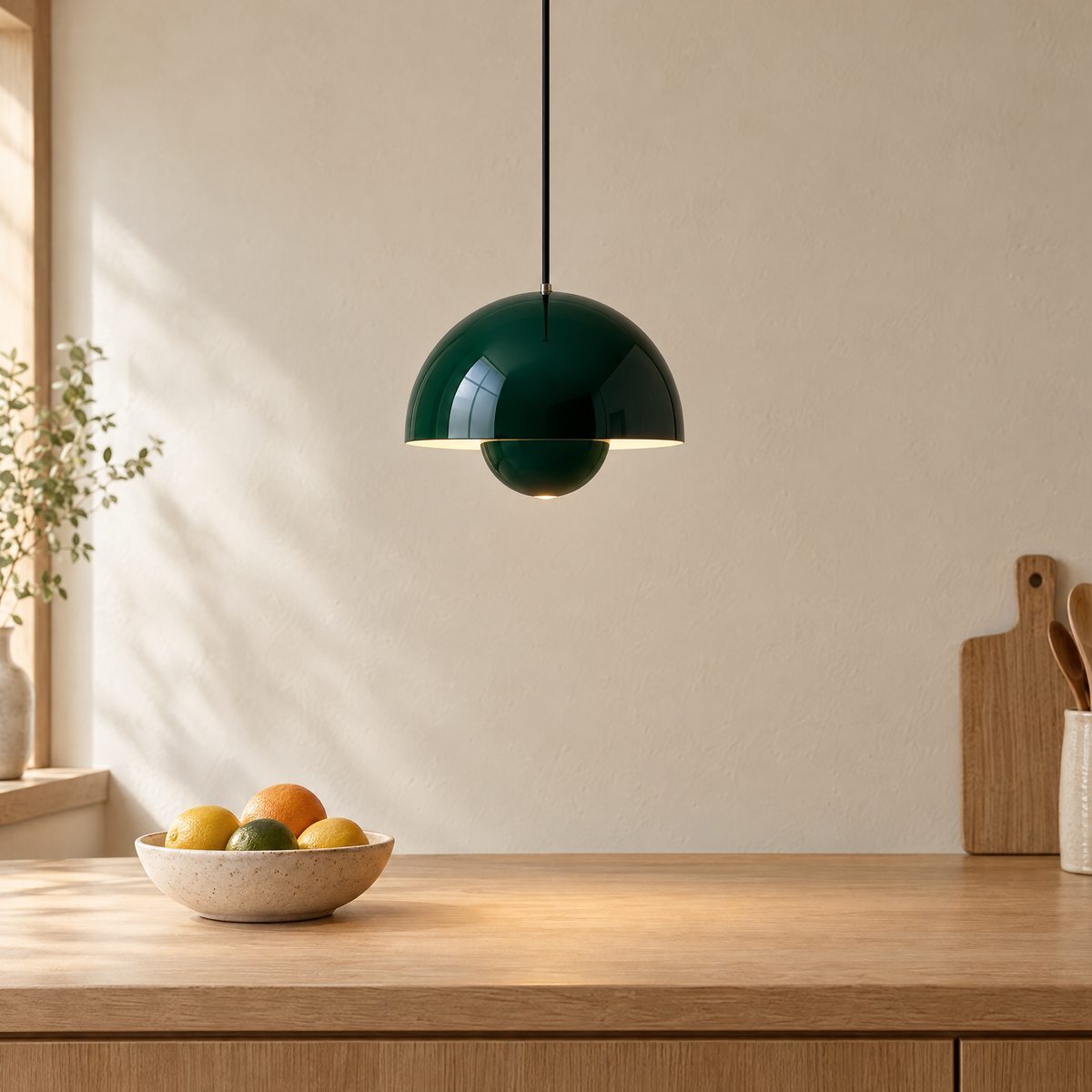 Flowerpot Mini Pendant Light in Dark Green