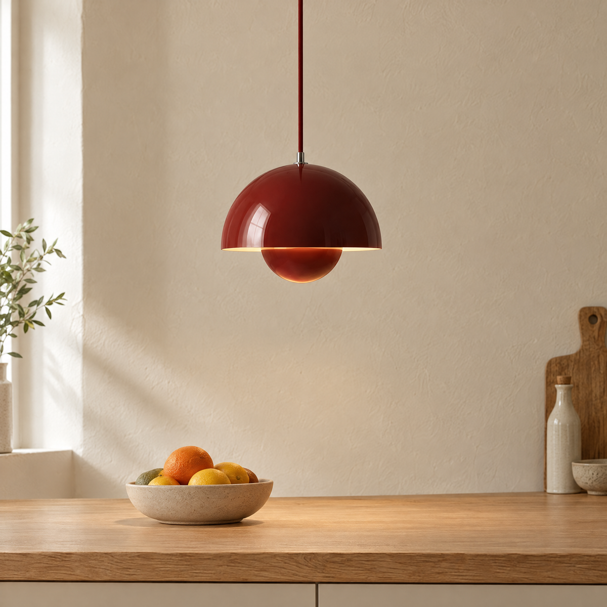 Flowerpot Mini Pendant Light in Red-Brown