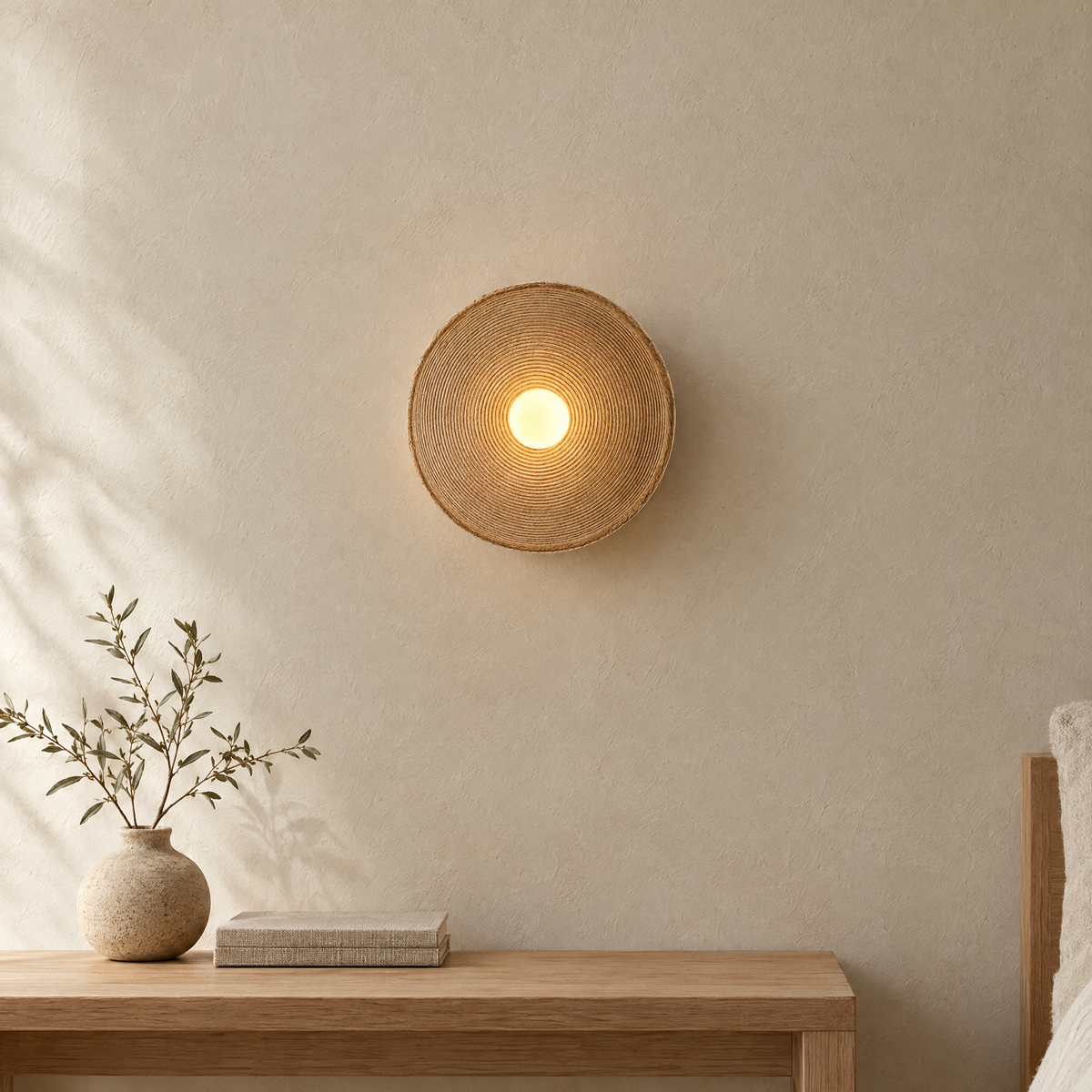 Japanese Wood Finish Wall Light