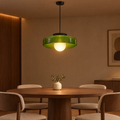 Lina Round Glass Pendant Light in Green