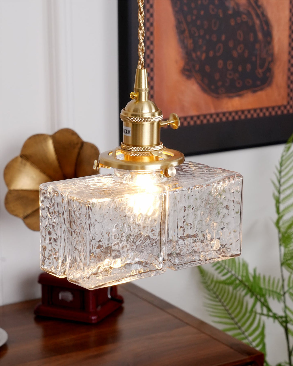 Mirra Hammered Glass Pendant Light - view 03