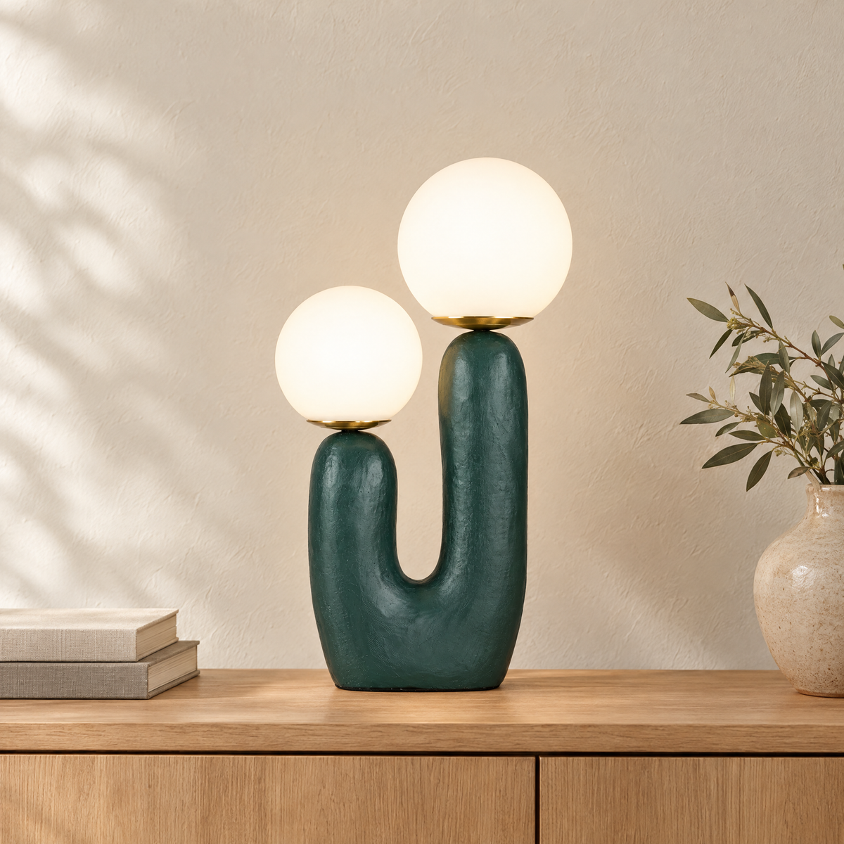 Modern Glass Shade Table Lamp in Green