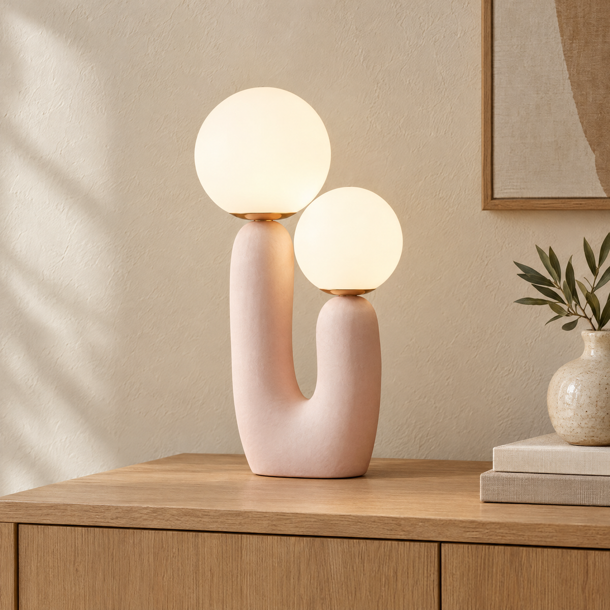 Modern Glass Shade Table Lamp in Pink