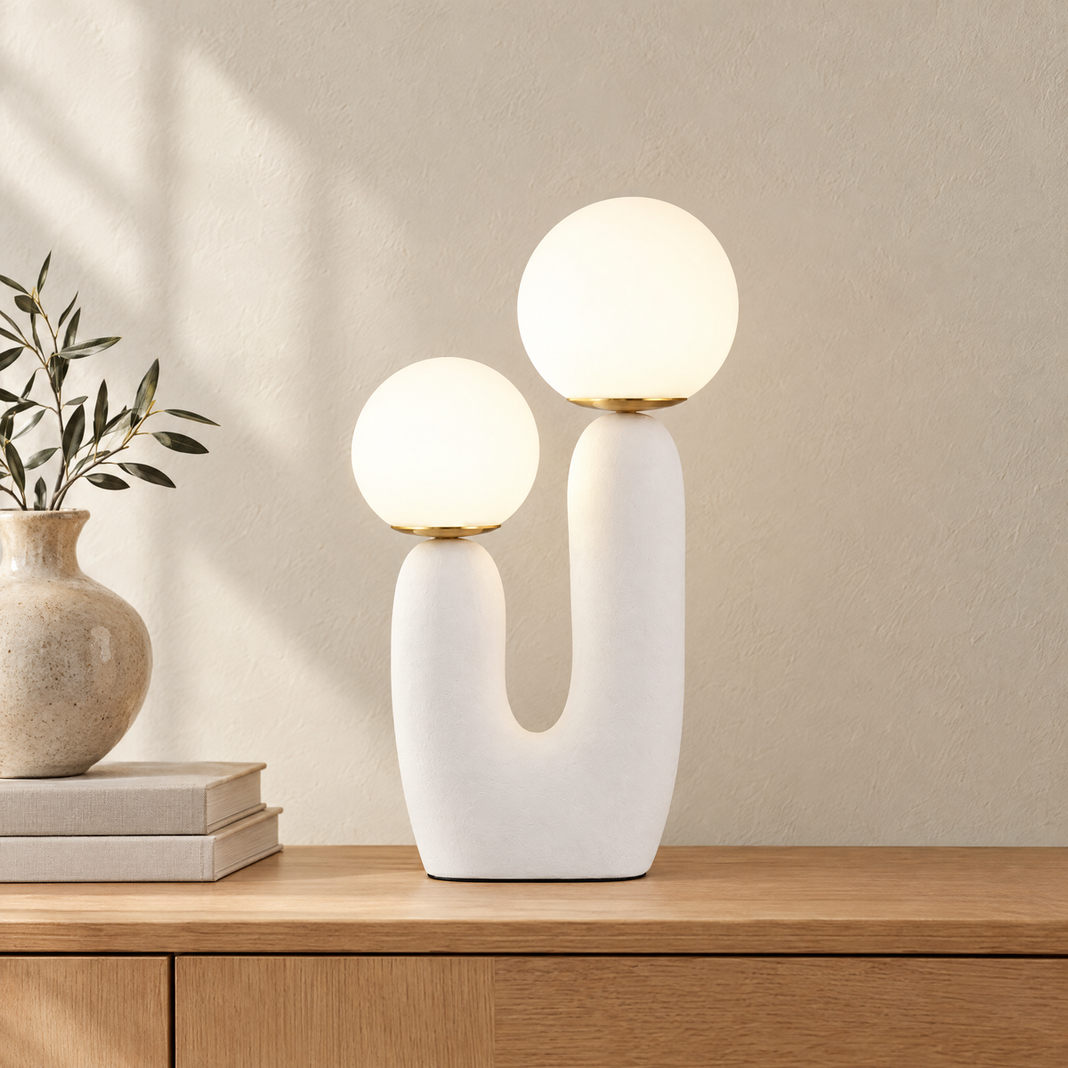 Modern Glass Shade Table Lamp in White