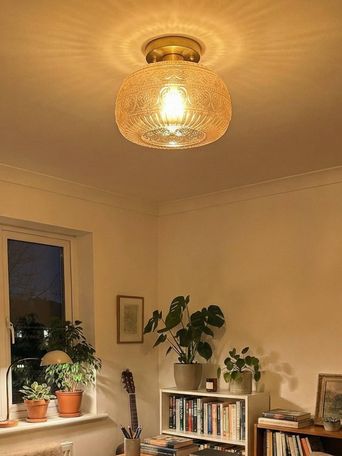 Vintage Pressed Glass Ceiling Light - view 02