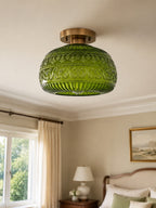 Vintage Pressed Glass Ceiling Light - view 03