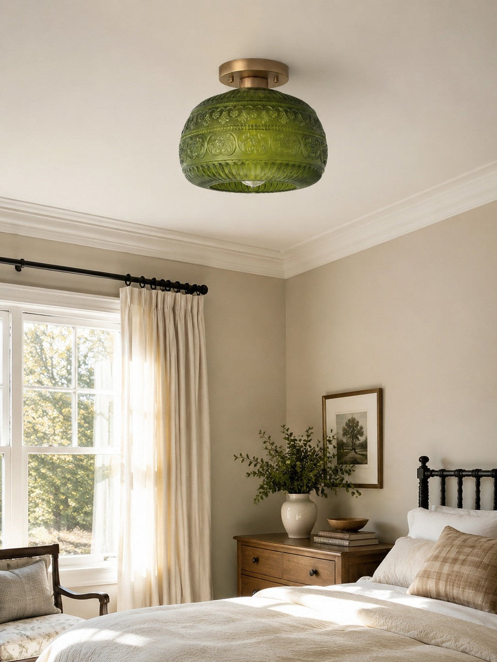 Vintage Pressed Glass Ceiling Light - view 07