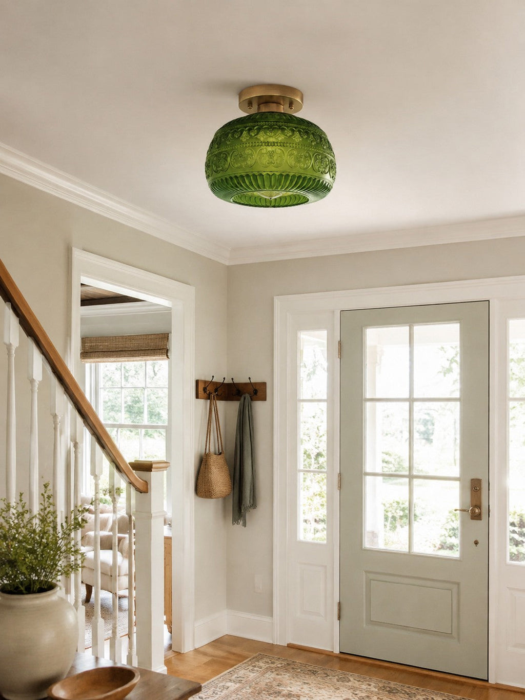 Vintage Pressed Glass Ceiling Light - view 08