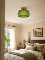 Vintage Pressed Glass Ceiling Light - view 09