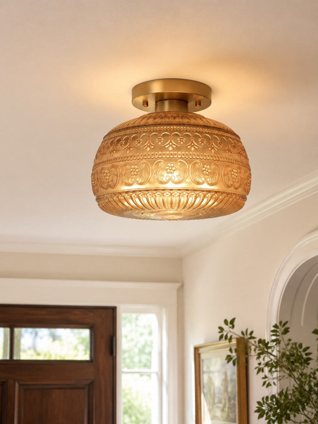 Vintage Pressed Glass Ceiling Light - view 10