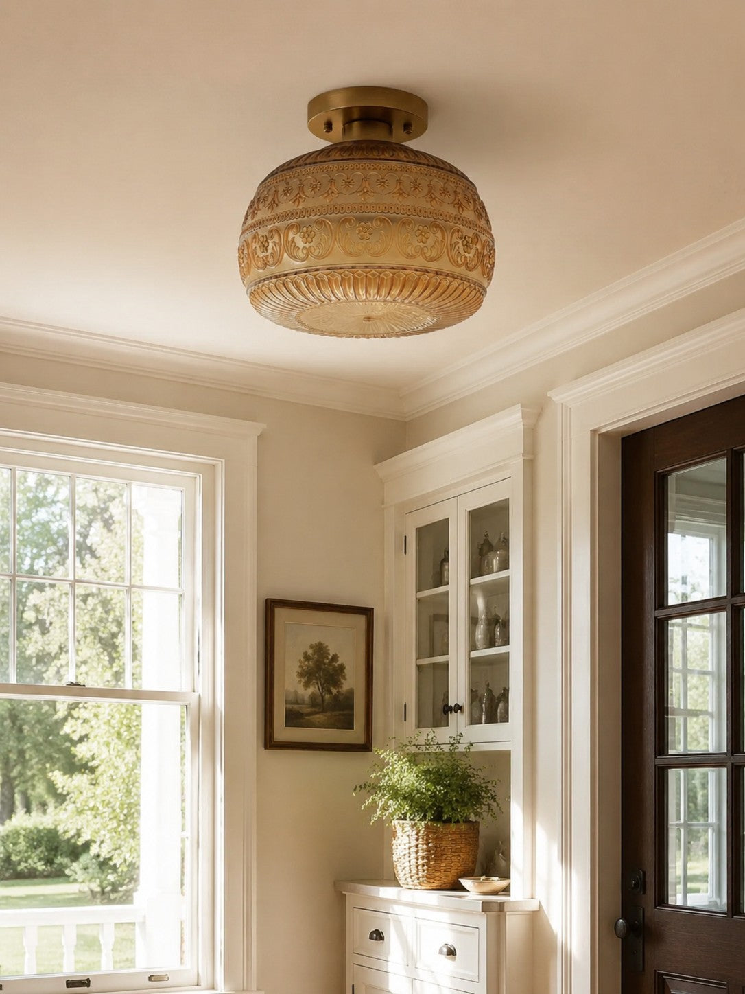 Vintage Pressed Glass Ceiling Light - view 12
