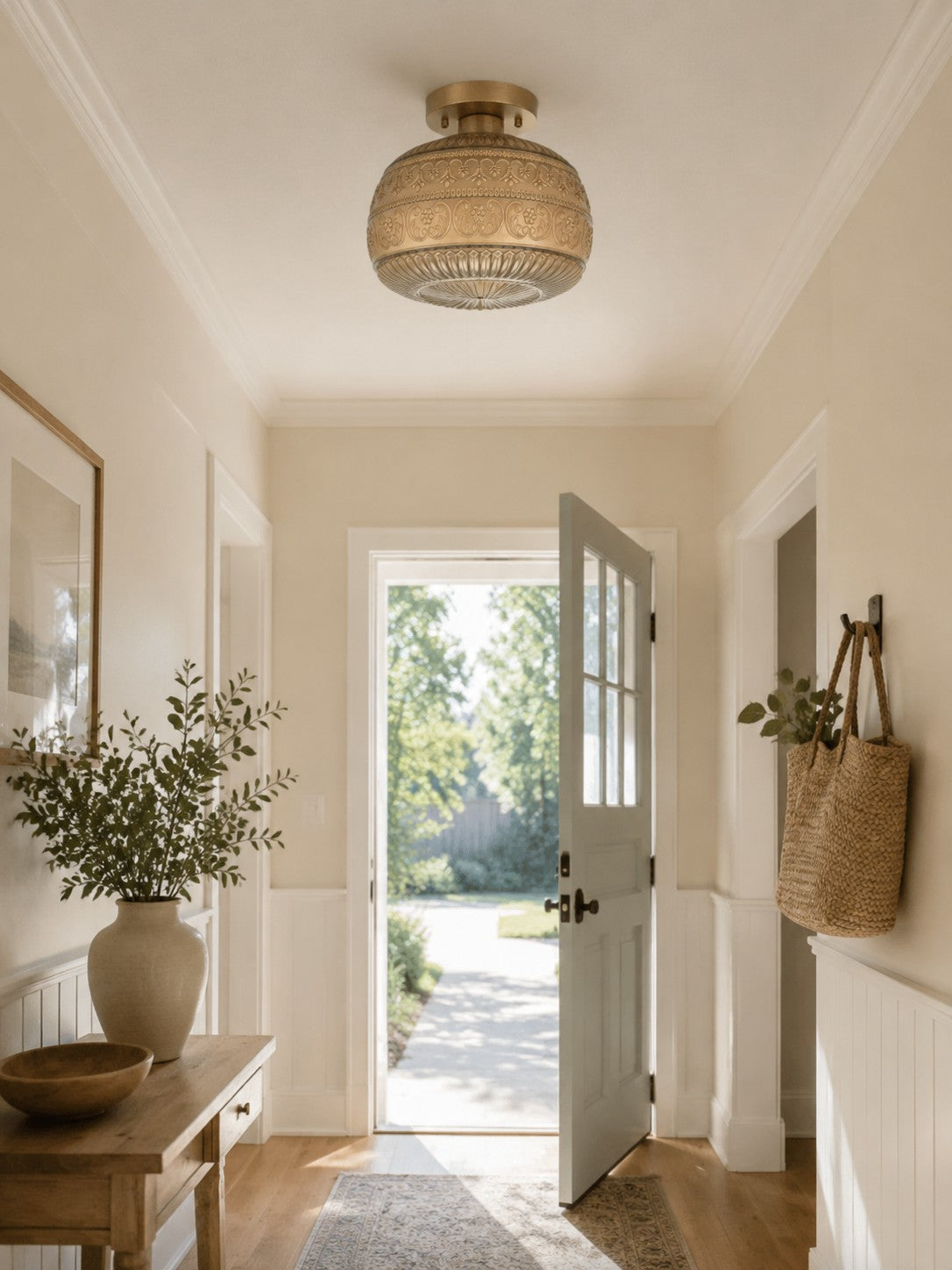 Vintage Pressed Glass Ceiling Light - view 13
