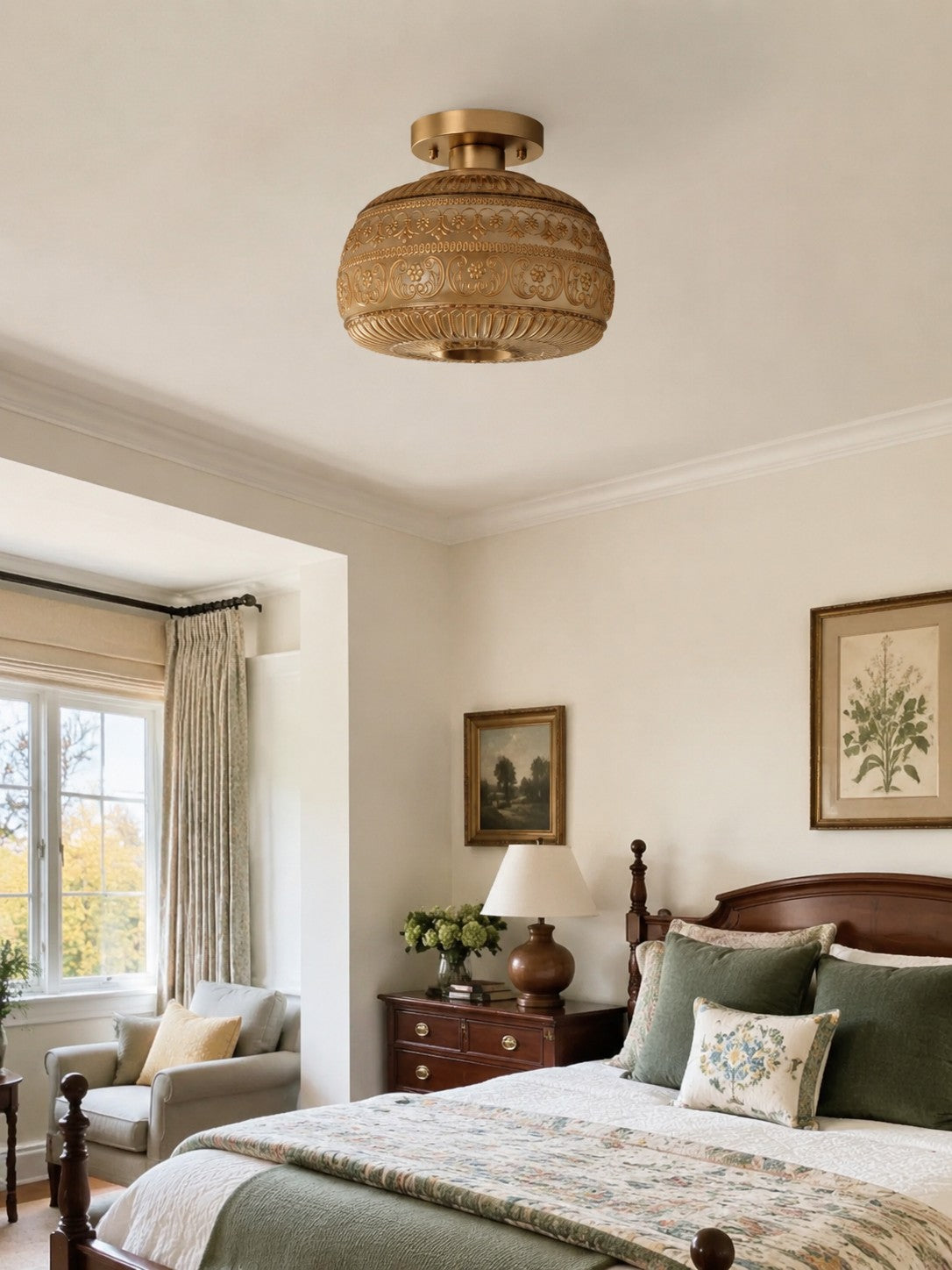 Vintage Pressed Glass Ceiling Light - view 14