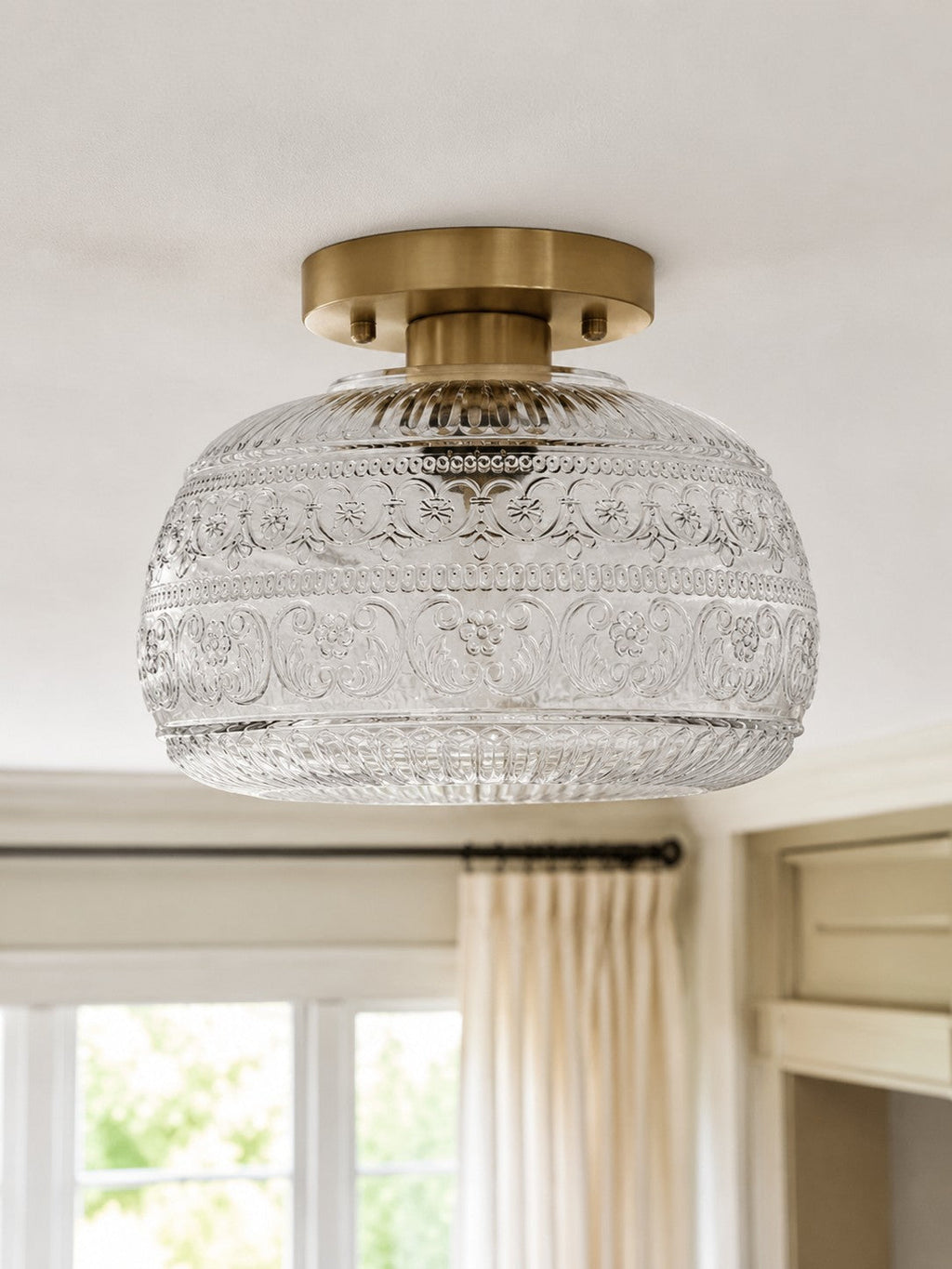 Vintage Pressed Glass Ceiling Light - view 15