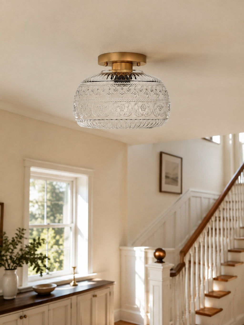 Vintage Pressed Glass Ceiling Light - view 18