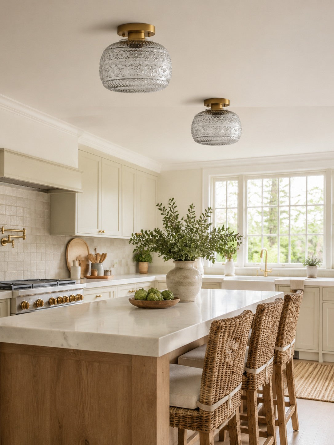 Vintage Pressed Glass Ceiling Light - view 20