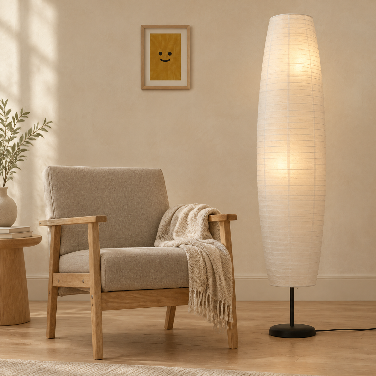 Rice Paper Column Floor Lamp Finish B Hero