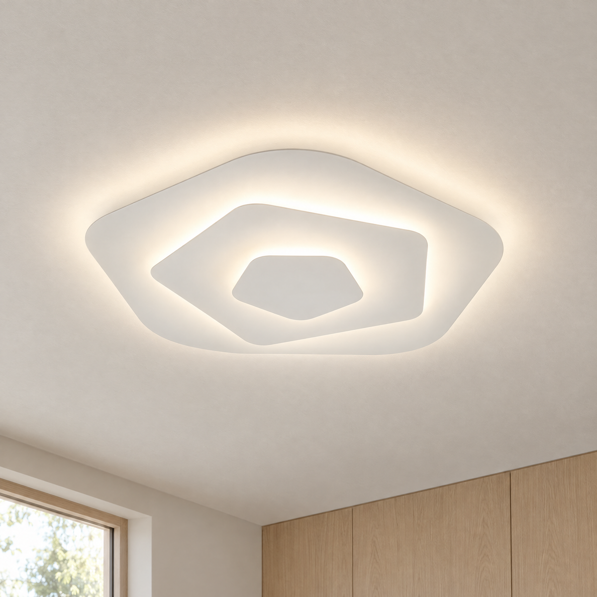 Tiered LED Flush Mount - Pentagon - Neutral - Lapa Living Hero